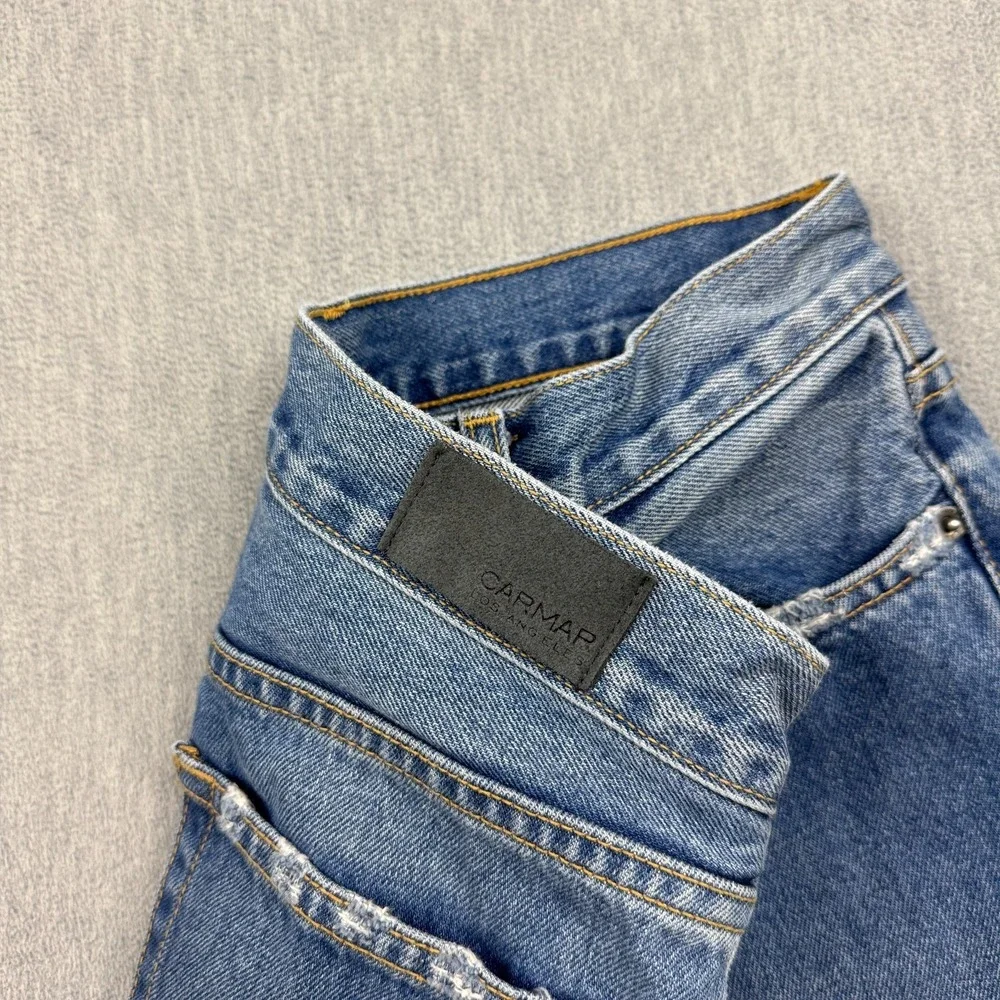 Carmar Emelia Jackson Jeans Womens 28 Blue Button Fly Distressed Raw Hem Pants